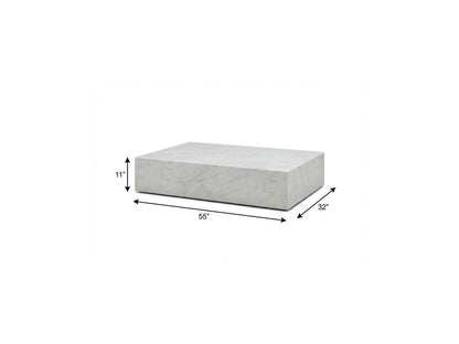 55" White Genuine Marble Block Coffee Table HomeRoots