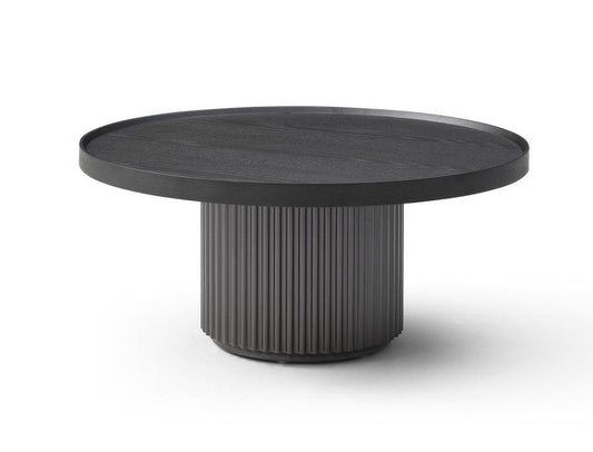 32" Dark Gray Wood Round Pedestal Coffee Table HomeRoots