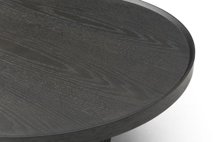 32" Dark Gray Wood Round Pedestal Coffee Table HomeRoots