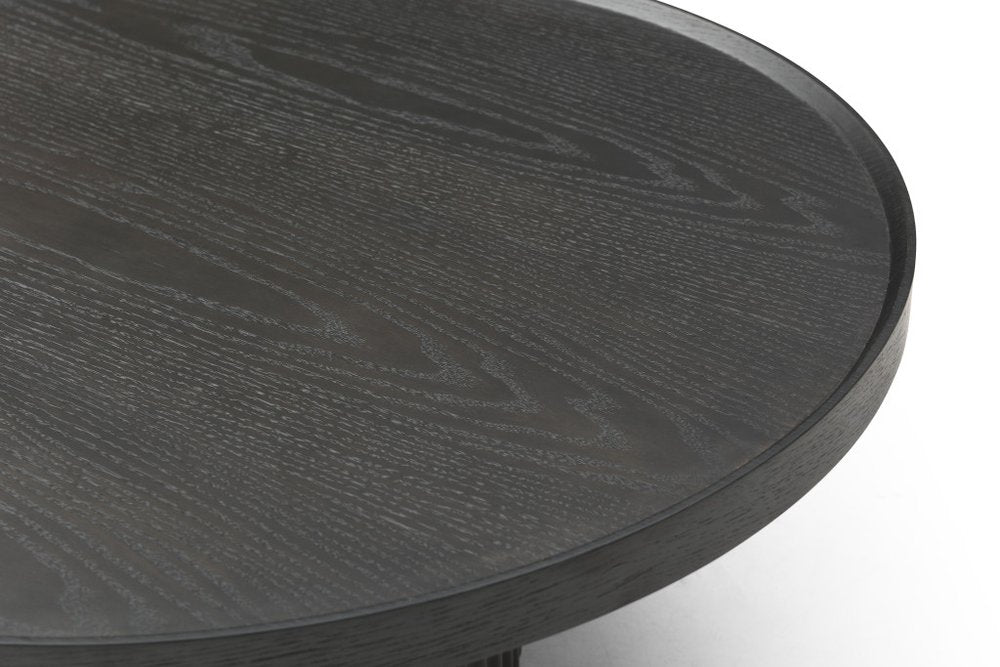 32" Dark Gray Wood Round Pedestal Coffee Table HomeRoots
