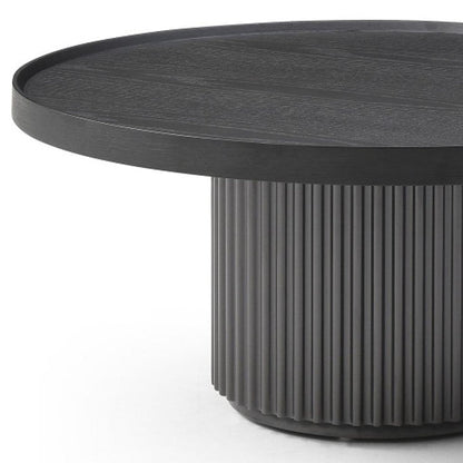32" Dark Gray Wood Round Pedestal Coffee Table HomeRoots