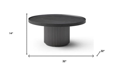32" Dark Gray Wood Round Pedestal Coffee Table HomeRoots