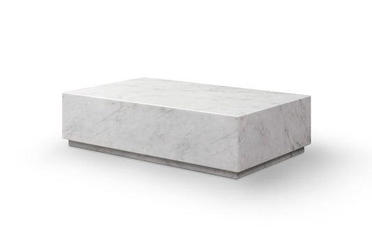 55" White Genuine Marble Block Coffee Table HomeRoots