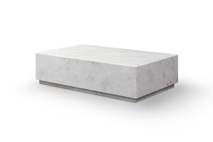 55" White Genuine Marble Block Coffee Table HomeRoots