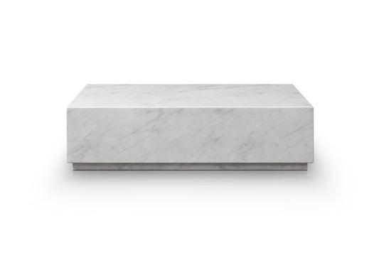 55" White Genuine Marble Block Coffee Table HomeRoots