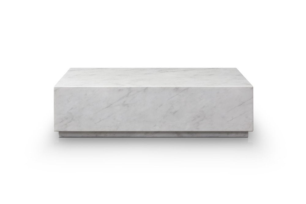 55" White Genuine Marble Block Coffee Table HomeRoots