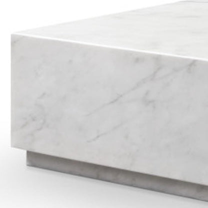 55" White Genuine Marble Block Coffee Table HomeRoots