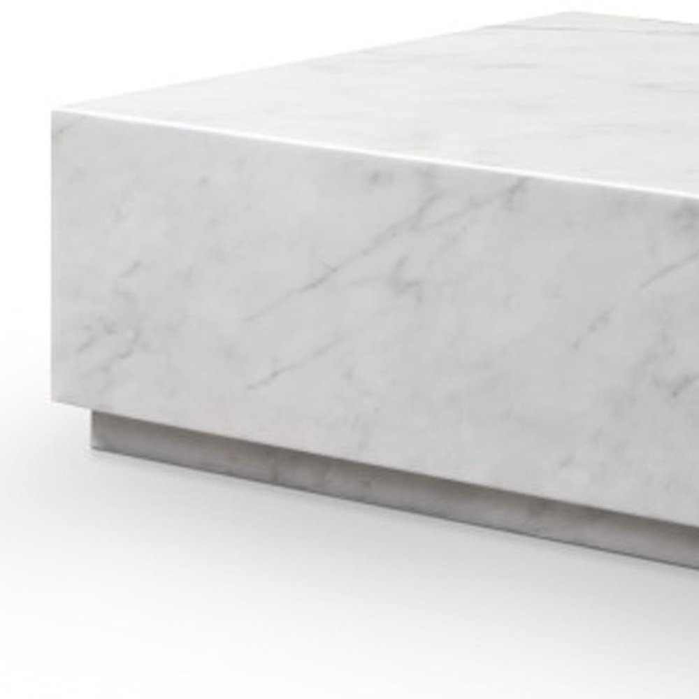 55" White Genuine Marble Block Coffee Table HomeRoots