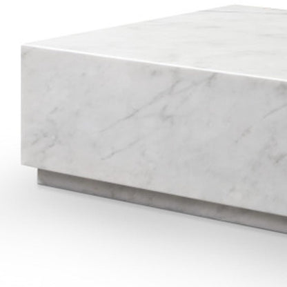 55" White Genuine Marble Block Coffee Table HomeRoots