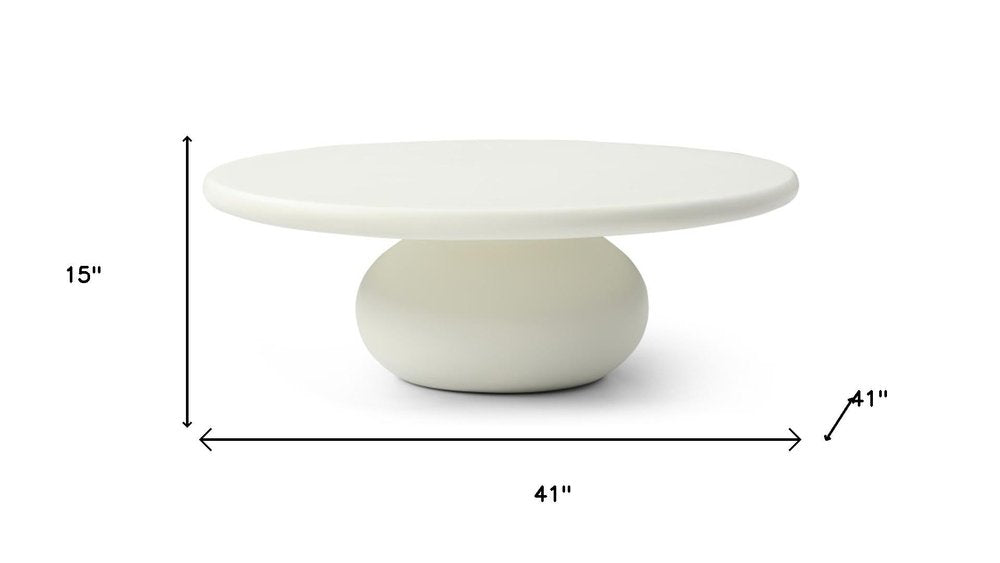 41" Beige Glass Round Pedestal Coffee Table HomeRoots