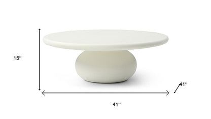 41" Beige Glass Round Pedestal Coffee Table HomeRoots