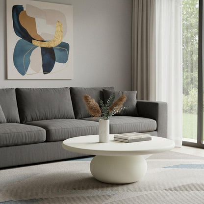 41" Beige Glass Round Pedestal Coffee Table HomeRoots