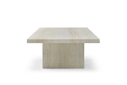 55" Beige Marble Double Pedestal Coffee Table HomeRoots