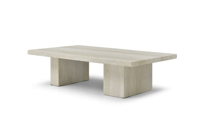 55" Beige Marble Double Pedestal Coffee Table HomeRoots