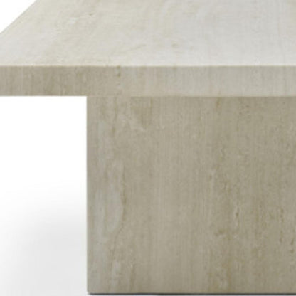 55" Beige Marble Double Pedestal Coffee Table HomeRoots