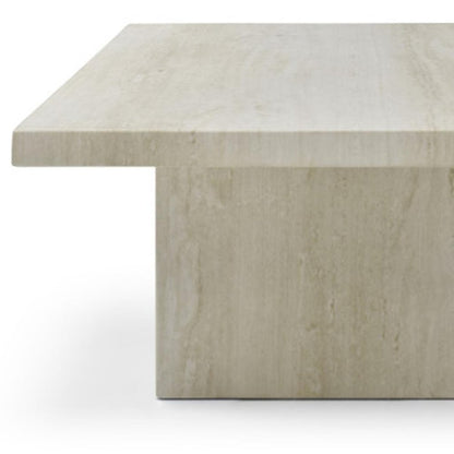 55" Beige Marble Double Pedestal Coffee Table HomeRoots