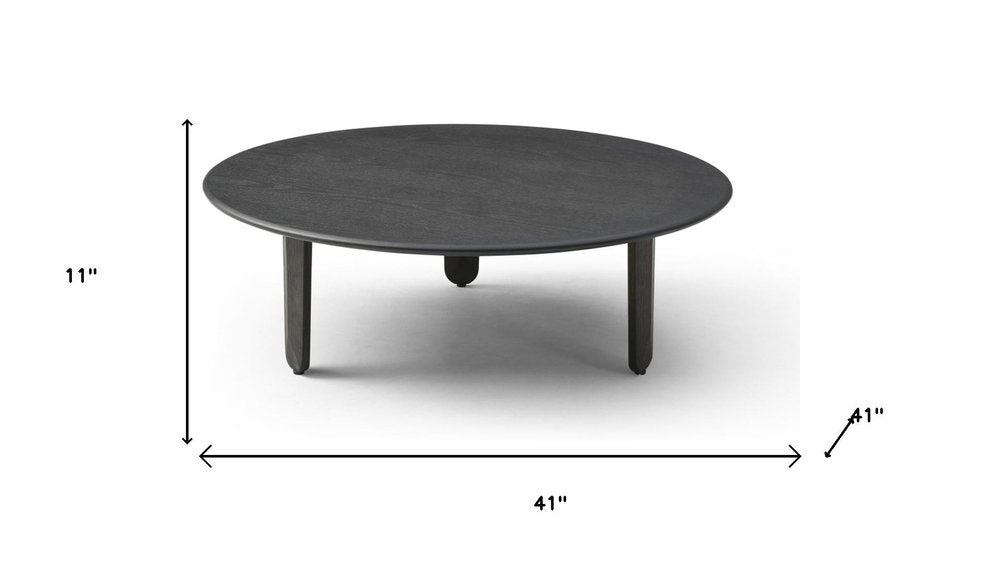 41" Black Solid Wood Round Coffee Table HomeRoots