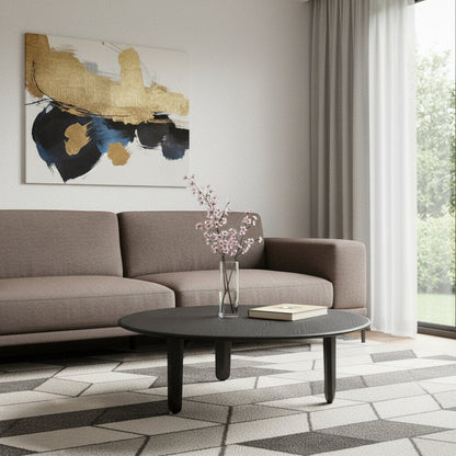 41" Black Solid Wood Round Coffee Table HomeRoots