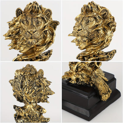 13" Antiqued Gold Resin Lion Hand Painted Tabletop Sculpture HomeRoots