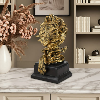 13" Antiqued Gold Resin Lion Hand Painted Tabletop Sculpture HomeRoots