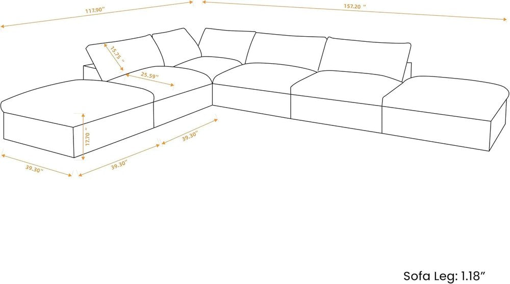 160" White Linen Blend Modular Armless Sofa With Ottomans And Storage HomeRoots