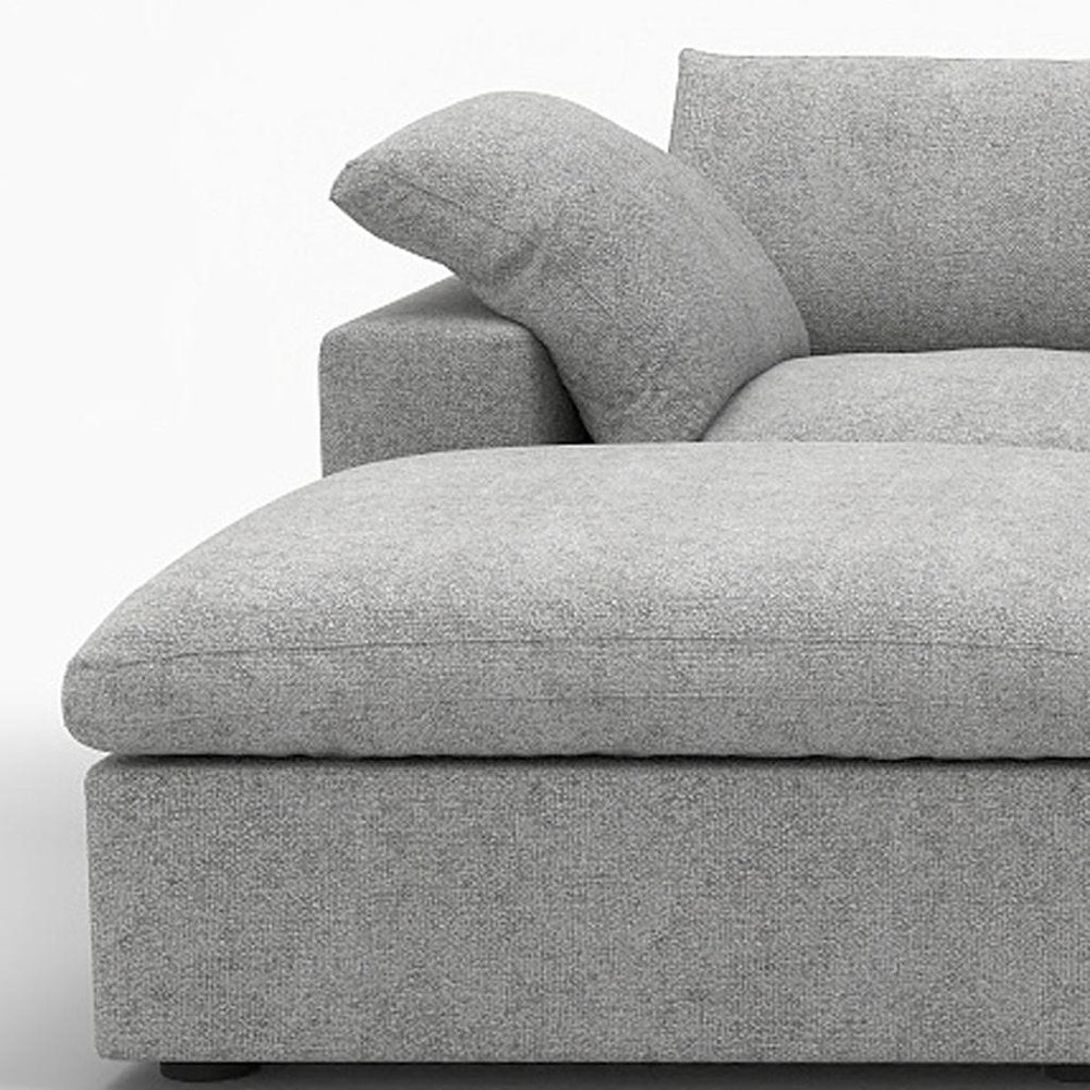 120" Light Gray Linen Blend Modular Universal Sofa With Ottoman And Storage HomeRoots