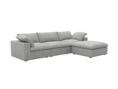 120" Light Gray Linen Blend Modular Universal Sofa With Ottoman And Storage HomeRoots