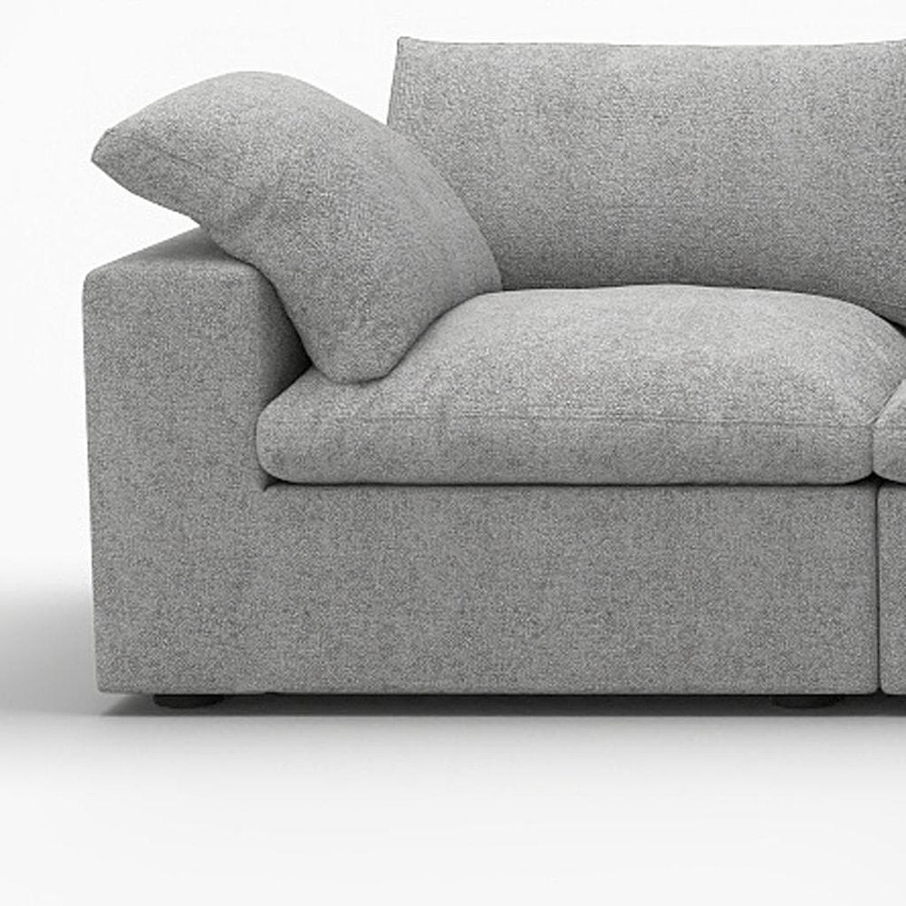 120" Light Gray Linen Blend Modular Universal Sofa With Ottoman And Storage HomeRoots