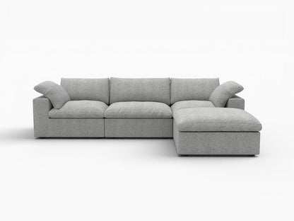 120" Light Gray Linen Blend Modular Universal Sofa With Ottoman And Storage HomeRoots