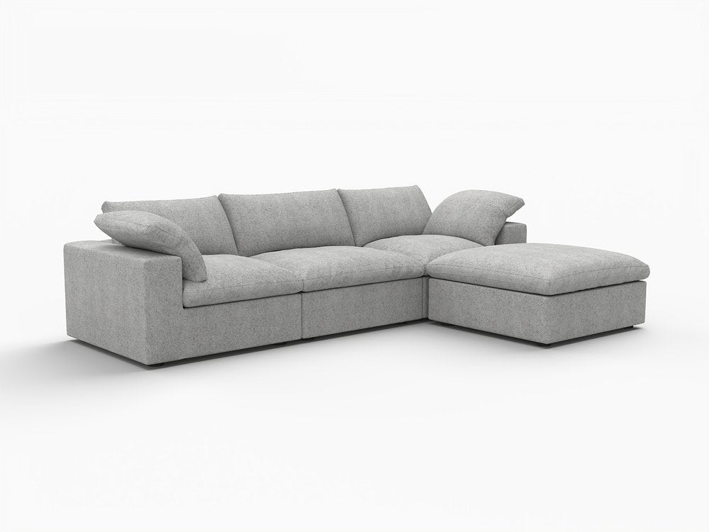 120" Light Gray Linen Blend Modular Universal Sofa With Ottoman And Storage HomeRoots