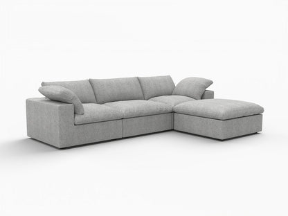 120" Light Gray Linen Blend Modular Universal Sofa With Ottoman And Storage HomeRoots