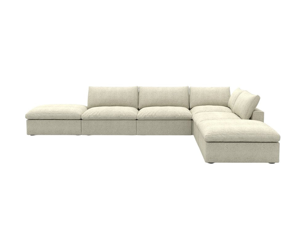 160" Khaki Linen Blend Modular Armless Sofa With Ottomans Toss Pillows And Storage HomeRoots