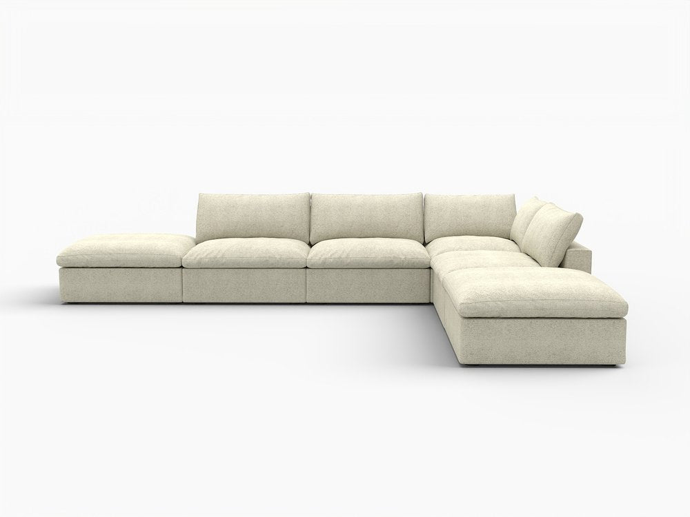 160" Khaki Linen Blend Modular Armless Sofa With Ottomans Toss Pillows And Storage HomeRoots