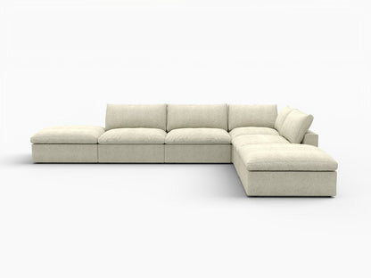 160" Khaki Linen Blend Modular Armless Sofa With Ottomans Toss Pillows And Storage HomeRoots
