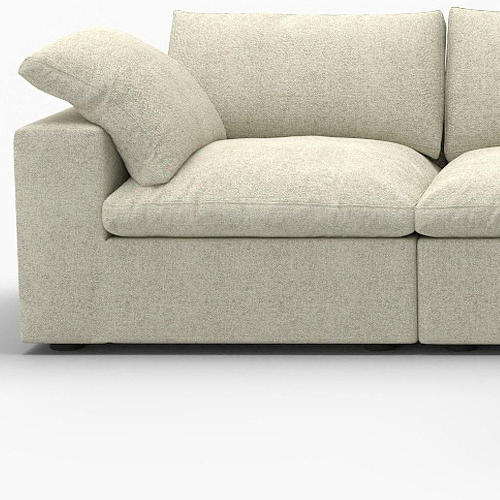 Khaki Linen Blend Modular L Shaped Four Piece Corner Sectional With Toss Pillows HomeRoots