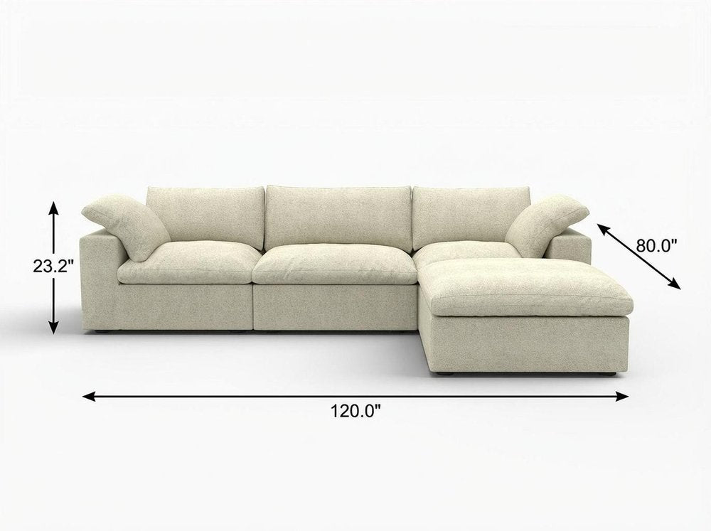 Khaki Linen Blend Modular L Shaped Four Piece Corner Sectional With Toss Pillows HomeRoots