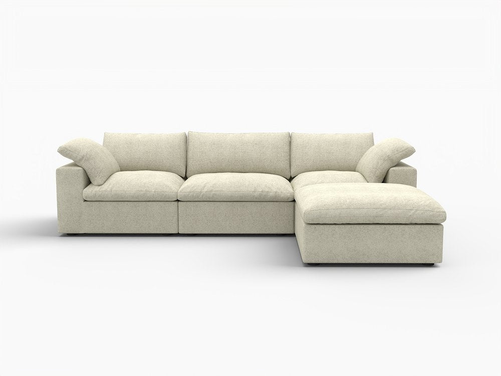 Khaki Linen Blend Modular L Shaped Four Piece Corner Sectional With Toss Pillows HomeRoots