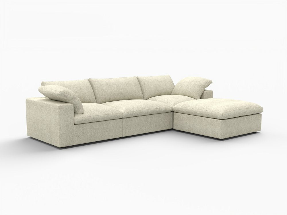 Khaki Linen Blend Modular L Shaped Four Piece Corner Sectional With Toss Pillows HomeRoots