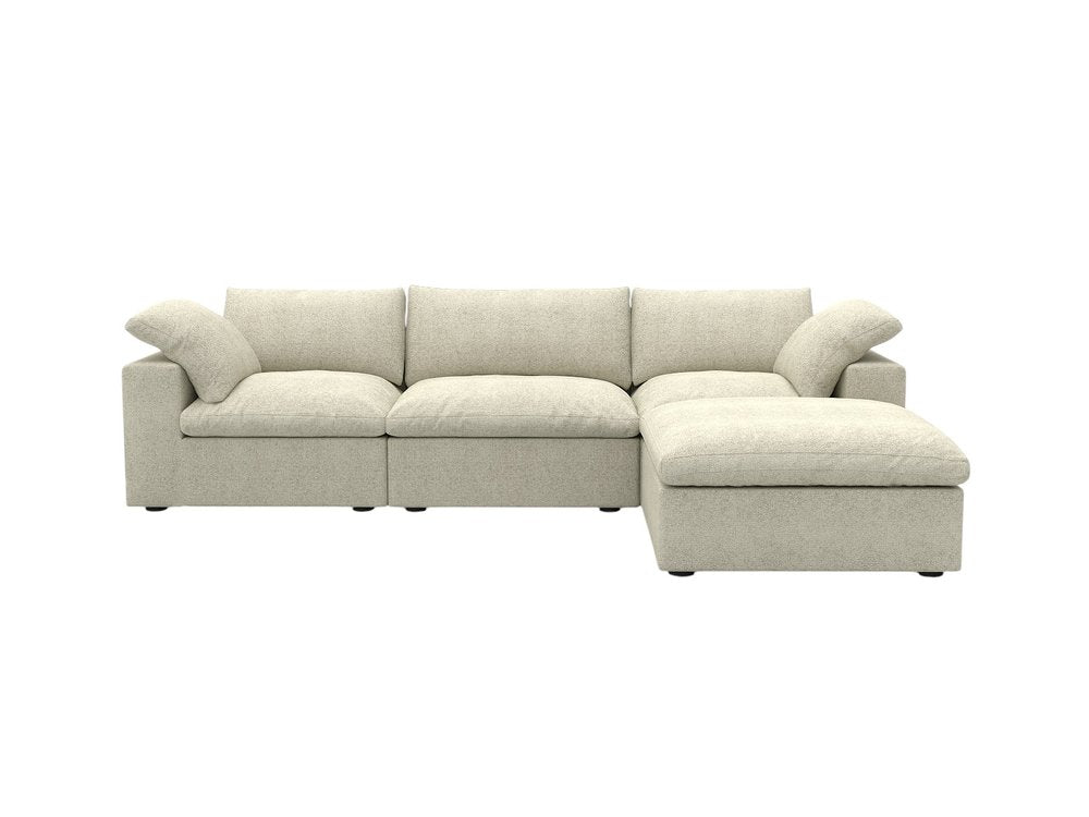 Khaki Linen Blend Modular L Shaped Four Piece Corner Sectional With Toss Pillows HomeRoots
