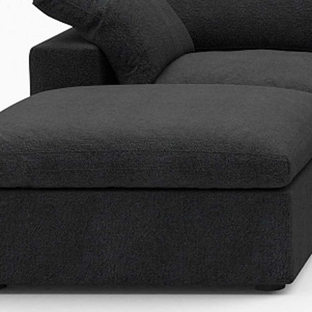 160" Black Linen Blend Modular Sofa With Ottomans Toss Pillows And Storage HomeRoots