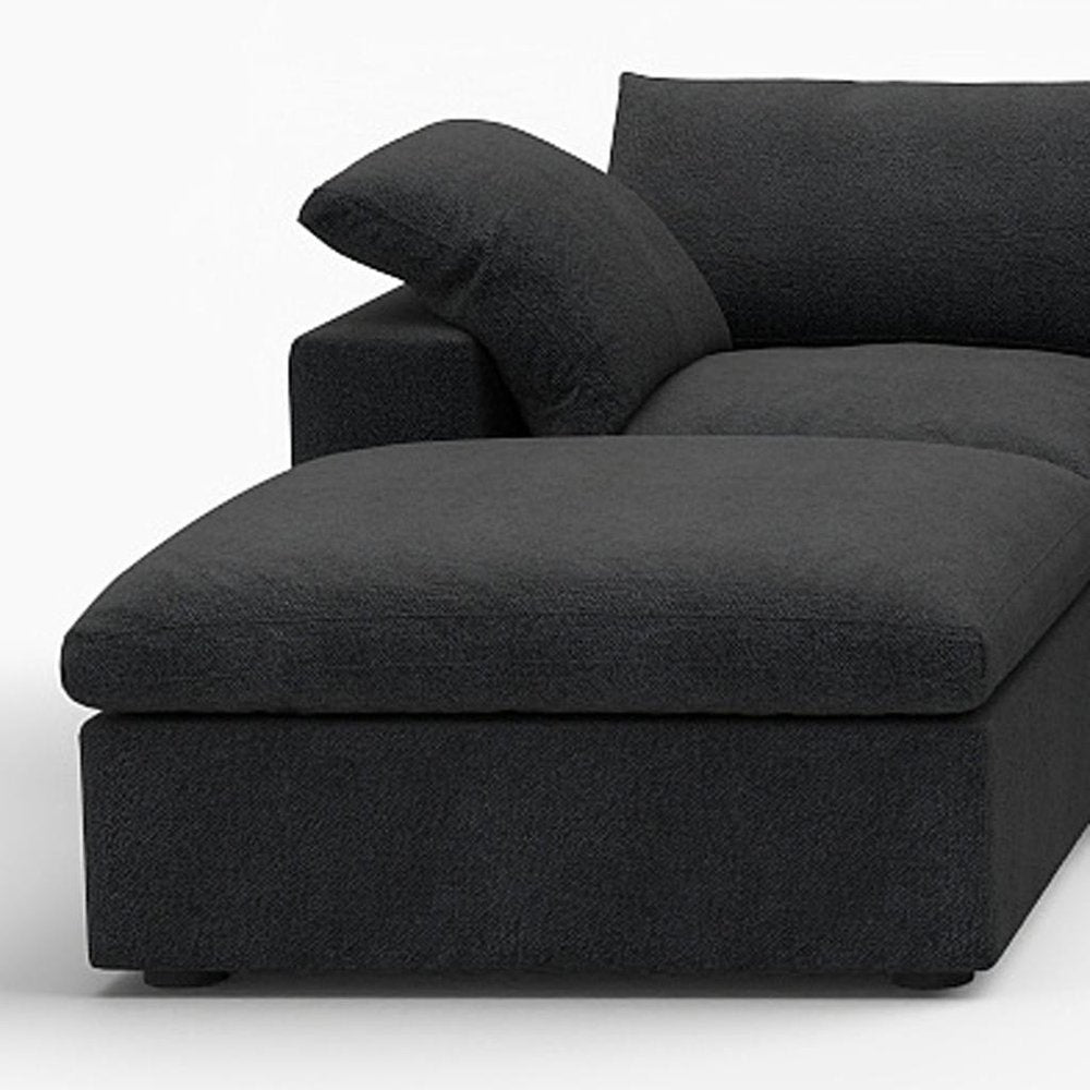 160" Black Linen Blend Modular Sofa With Ottomans Toss Pillows And Storage HomeRoots