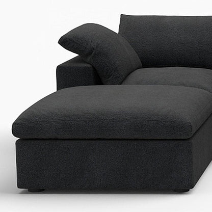 160" Black Linen Blend Modular Sofa With Ottomans Toss Pillows And Storage HomeRoots