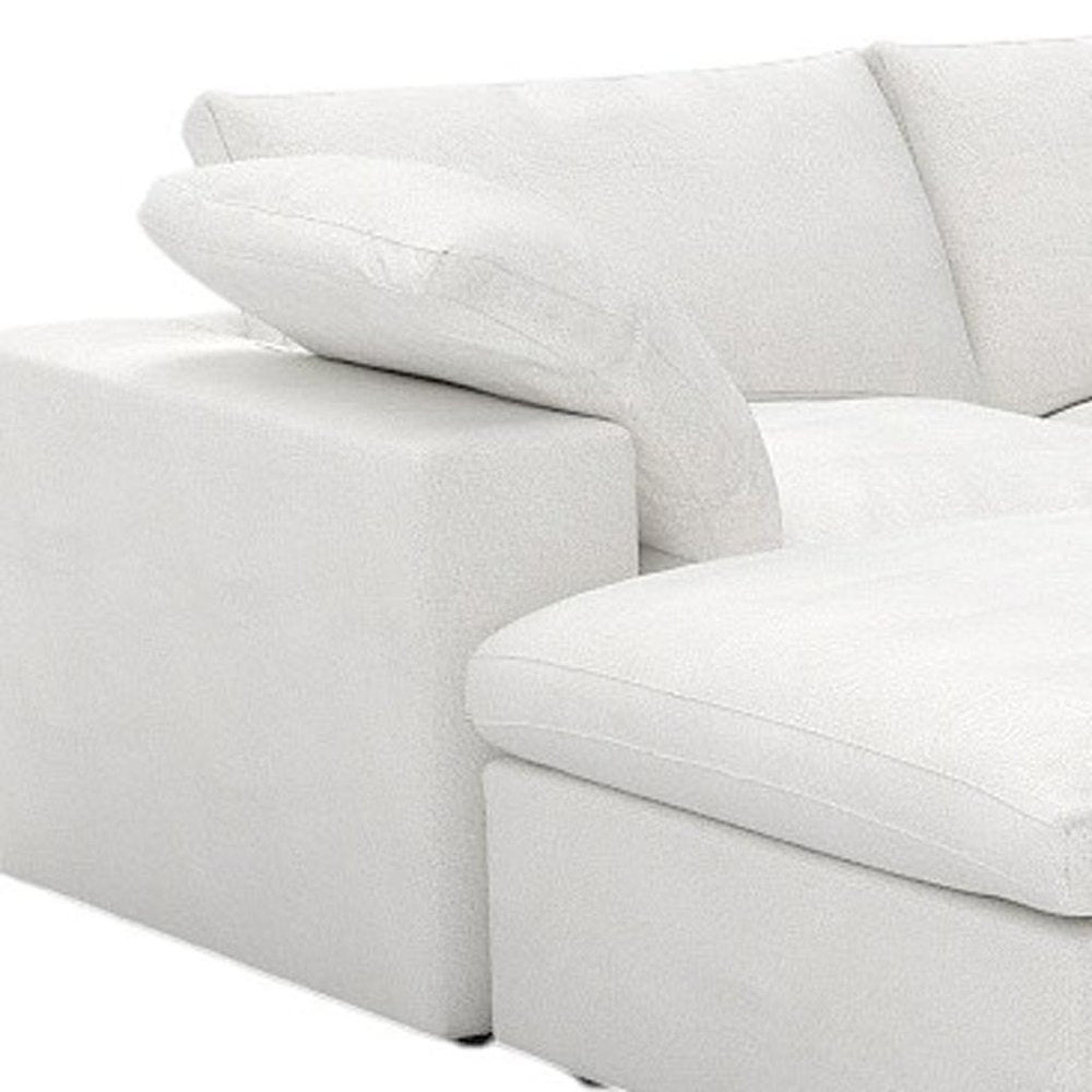 160" White Linen Blend Modular Sofa With Ottomans Toss Pillows And Storage HomeRoots