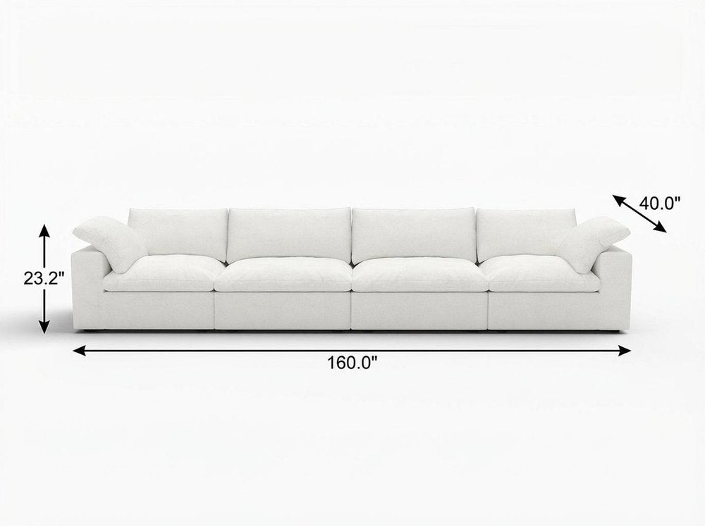 160" White Linen Blend Modular Sofa With Toss Pillows HomeRoots