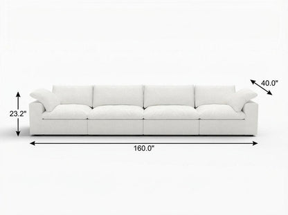 160" White Linen Blend Modular Sofa With Toss Pillows HomeRoots