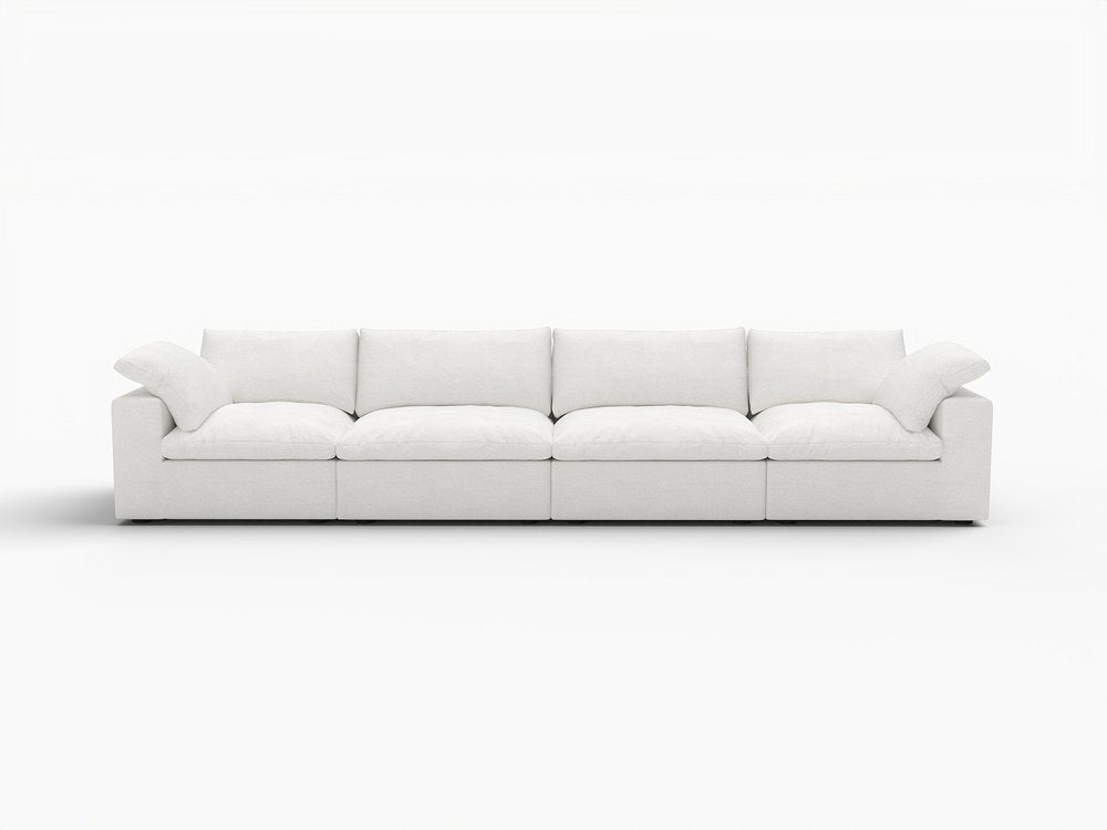 160" White Linen Blend Modular Sofa With Toss Pillows HomeRoots
