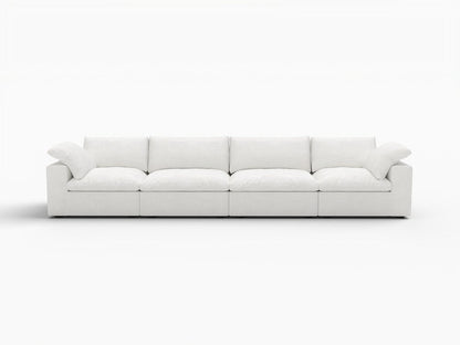 160" White Linen Blend Modular Sofa With Toss Pillows HomeRoots