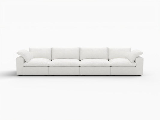 160" White Linen Blend Modular Sofa With Toss Pillows HomeRoots