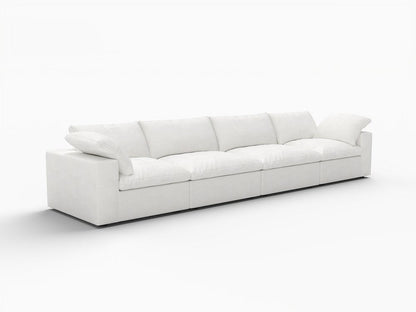 160" White Linen Blend Modular Sofa With Toss Pillows HomeRoots