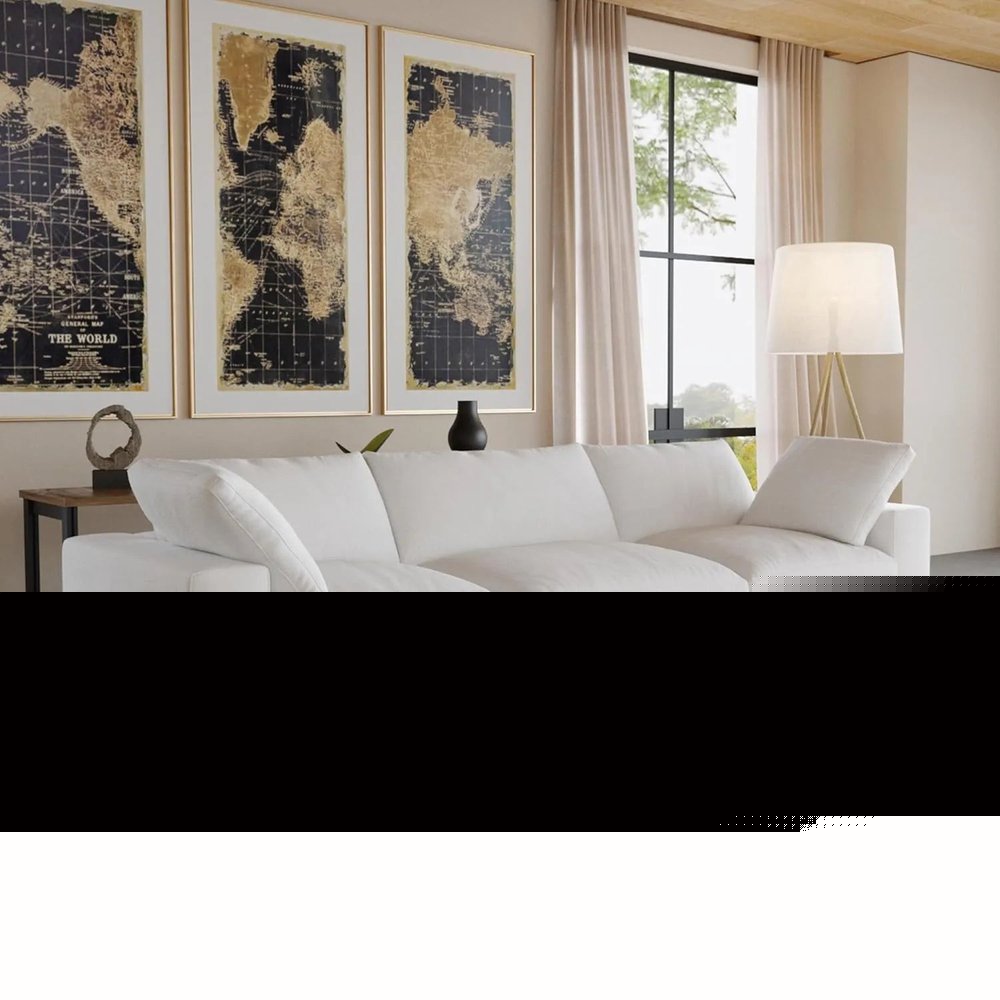 120" White Linen Blend Modular Sofa With Toss Pillows HomeRoots